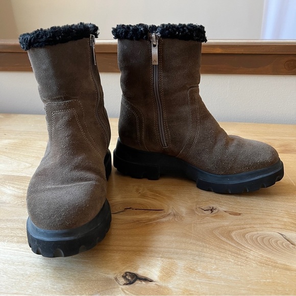 AQUATALIA KYLA WATERPROOF SUEDE SHEARLING BOOT SZ 6 OUTDOORS ANKLE COMBAT CHIC - Picture 5 of 10